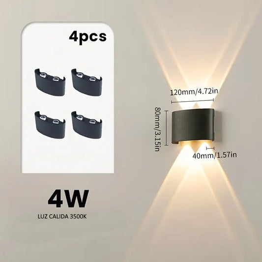 Aplique de pared 4w luz calida set de 4 unidades