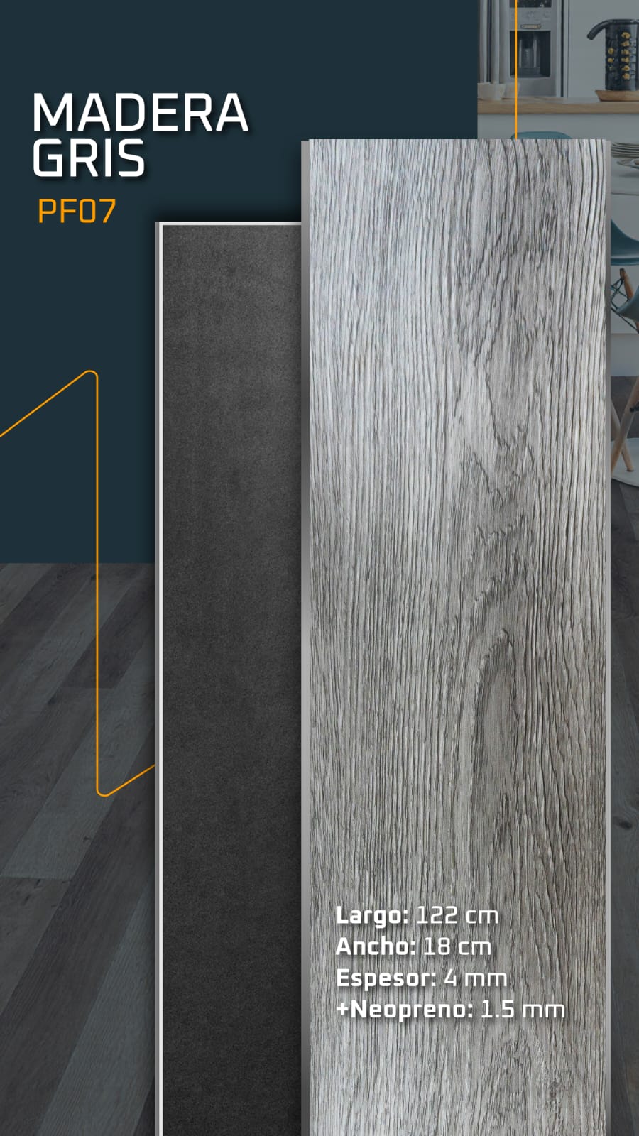 Piso SPC Madera Gris 5,5 mm