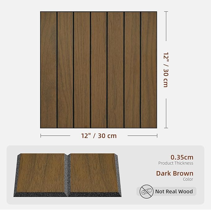 10 Paneles de pared de listones de madera para despegar y pegar