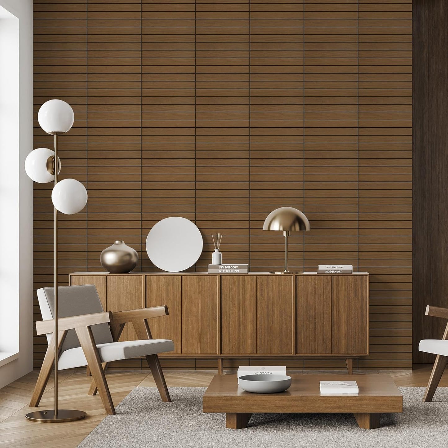 10 Paneles de pared de listones de madera para despegar y pegar