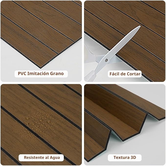 10 Paneles de pared de listones de madera para despegar y pegar