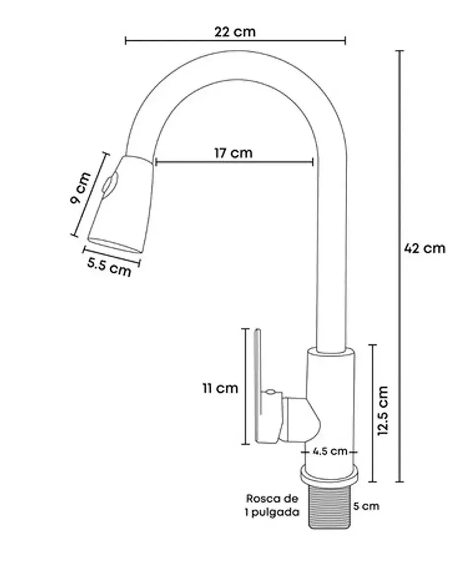 Llave Para Cocina Lavaplatos Extraíble Negro Flexible