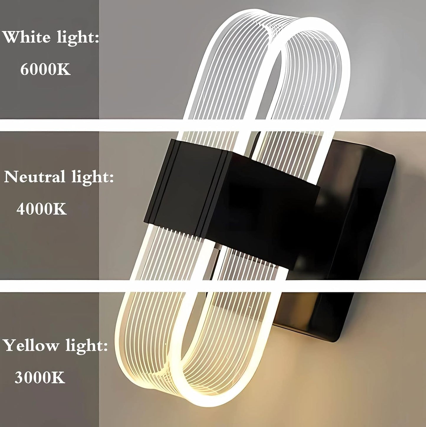 Lámpara de pared moderna, pantalla acrílica, apliques de pared LED de 18W cod LA09000 Negra