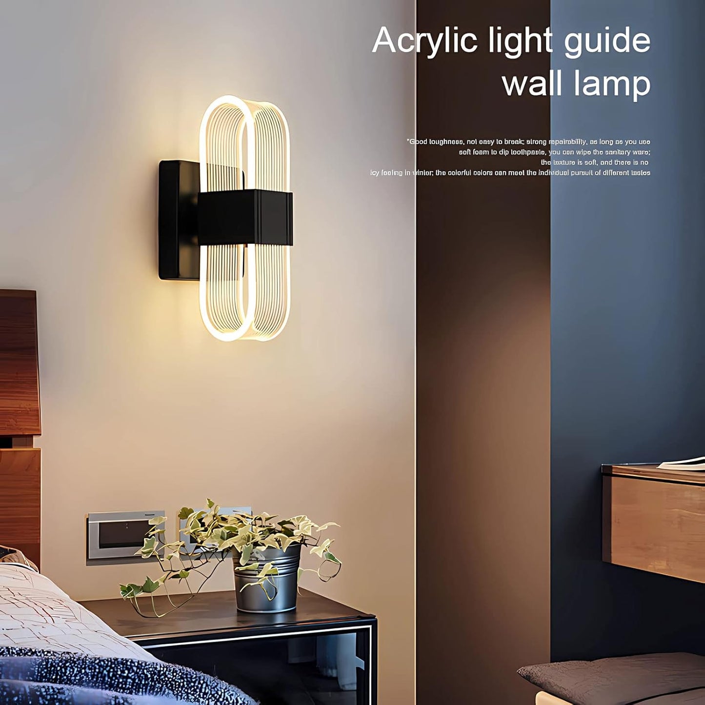 Lámpara de pared moderna, pantalla acrílica, apliques de pared LED de 18W cod LA09000 Negra