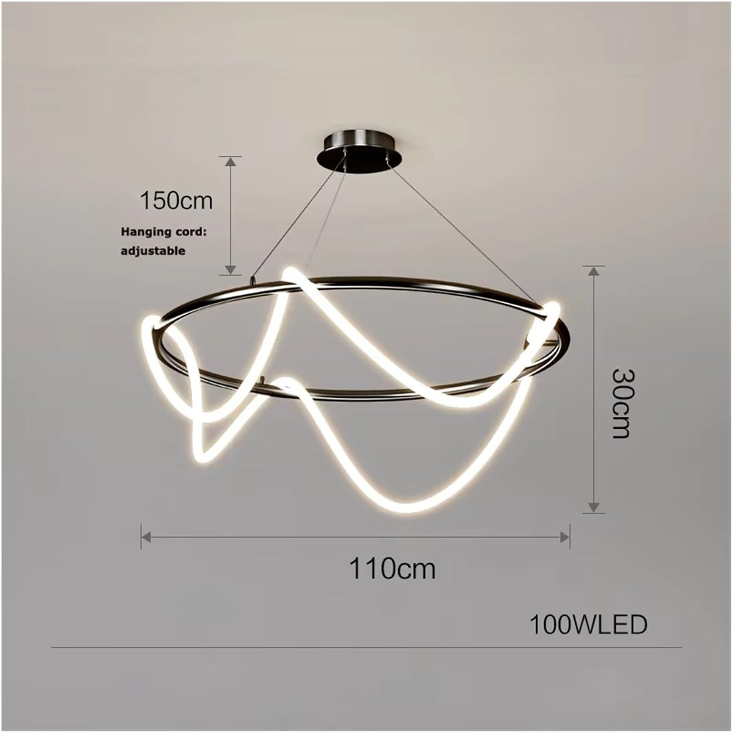 Lámpara LED colgante dorada Cod LT09237 medidas 80x28