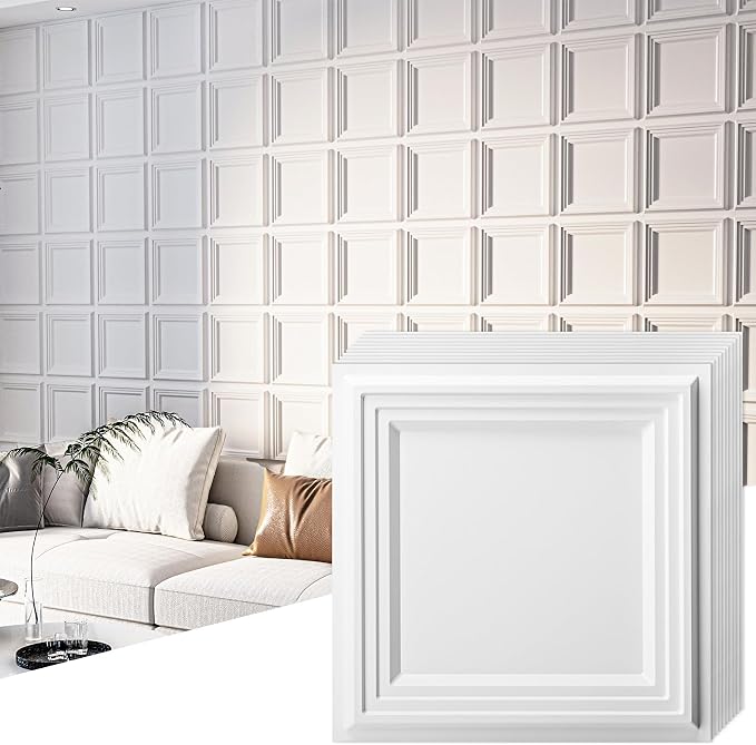 33 paneles de pared texturizados en 3D Blanco