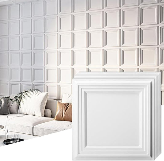 33 paneles de pared texturizados en 3D Blanco