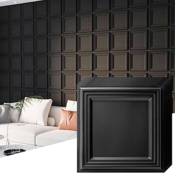 33 paneles de pared texturizados en 3D Negro