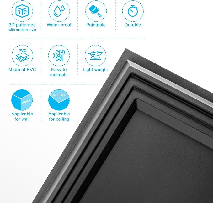 33 paneles de pared texturizados en 3D Negro