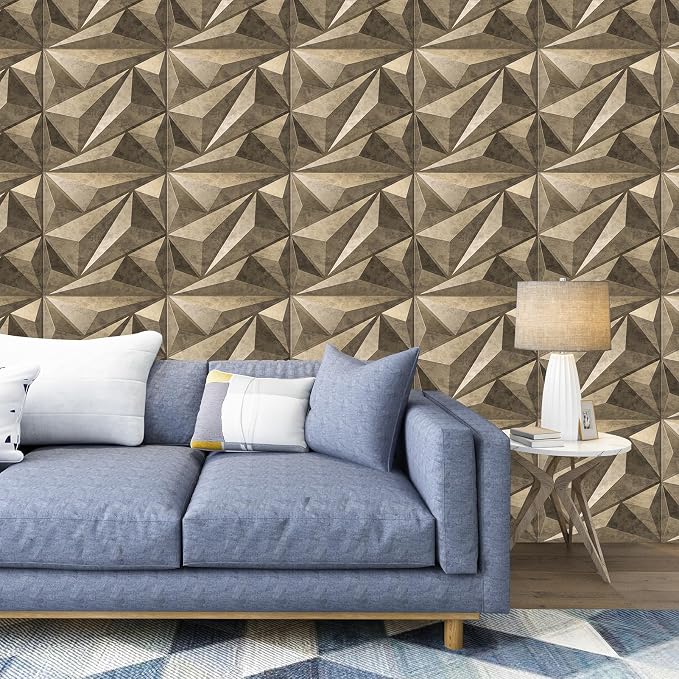 12 Paneles de pared 3D con diamantes, PVC, oro antiguo