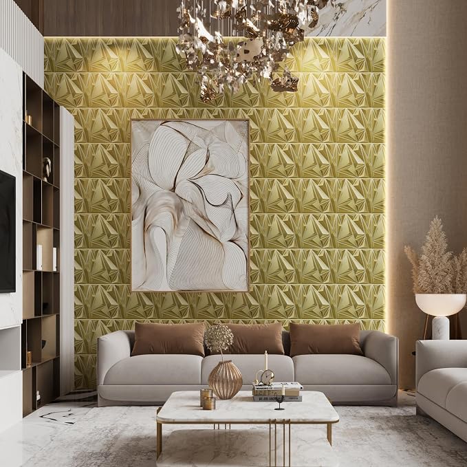 12 Paneles de Pared 3d de Pared Oro Champán