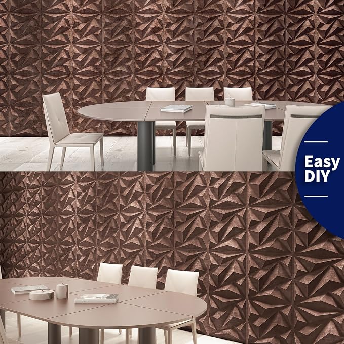 12 Paneles de pared 3D Diamante, PVC cobre antiguo