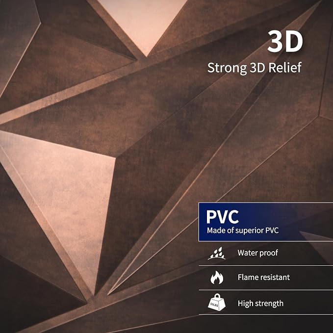 12 Paneles de pared 3D Diamante, PVC cobre antiguo
