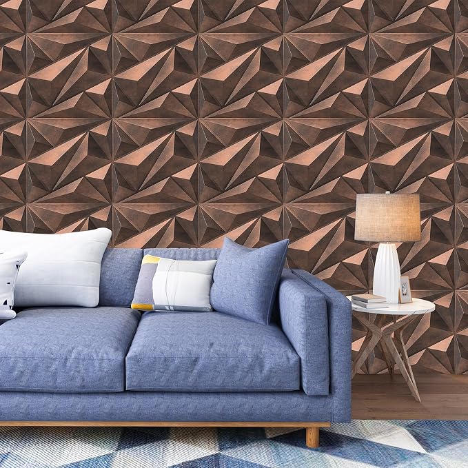 12 Paneles de pared 3D Diamante, PVC cobre antiguo