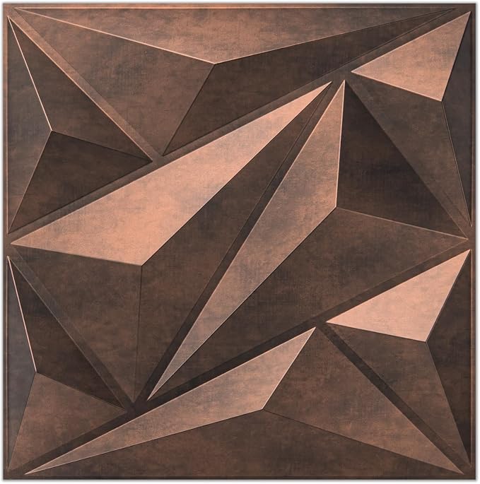 12 Paneles de pared 3D Diamante, PVC cobre antiguo