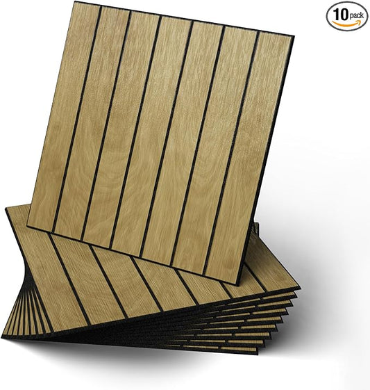 10 Paneles de pared de listones de madera para despegar y pegar Roble claro