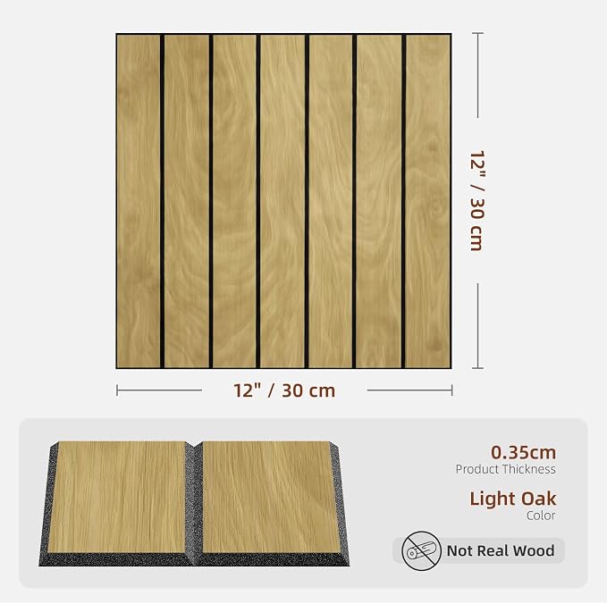 10 Paneles de pared de listones de madera para despegar y pegar Roble claro