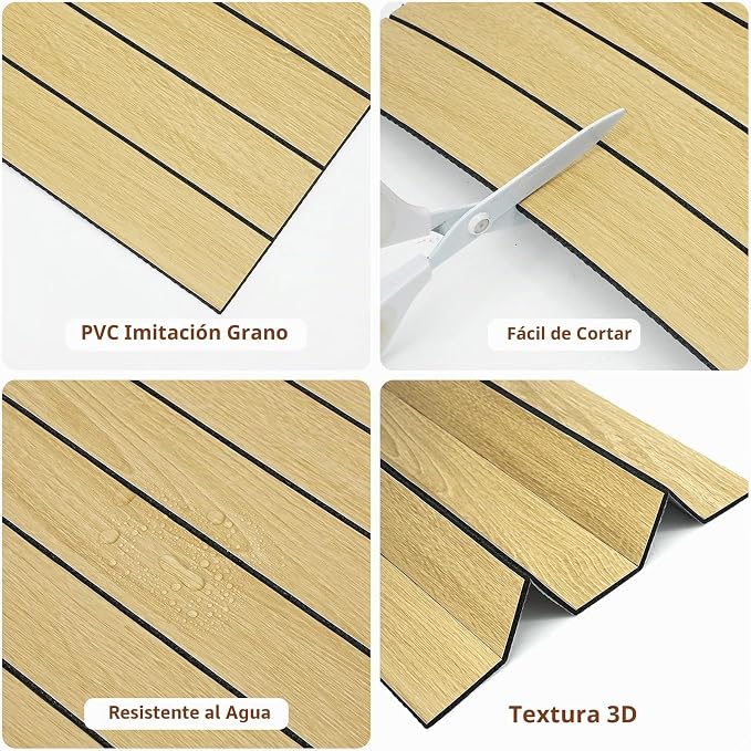 10 Paneles de pared de listones de madera para despegar y pegar Roble claro