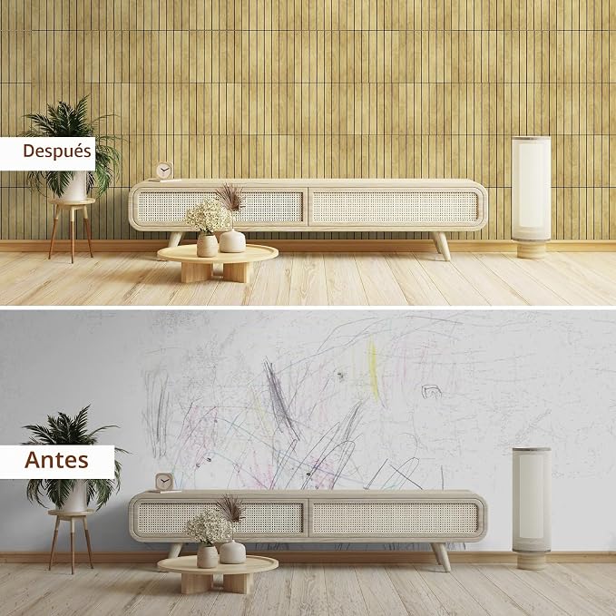 10 Paneles de pared de listones de madera para despegar y pegar Roble claro