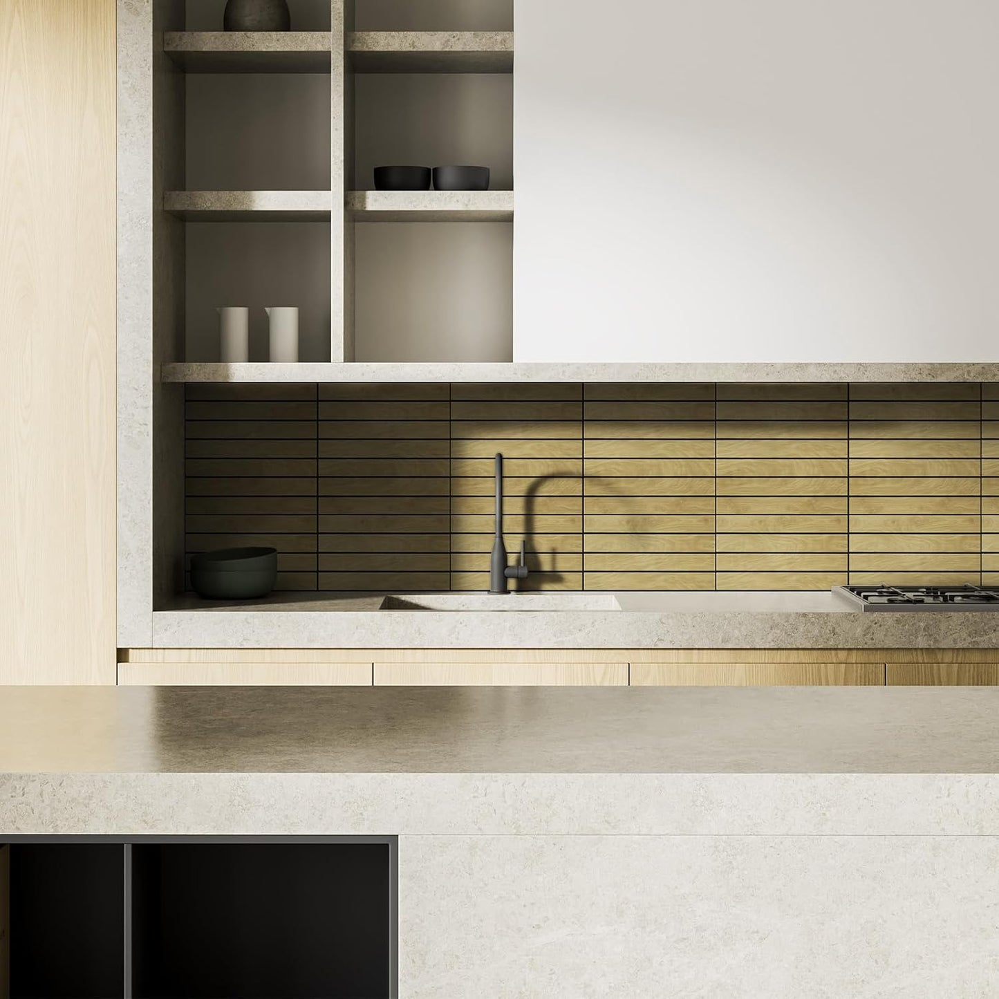 10 Paneles de pared de listones de madera para despegar y pegar Roble claro
