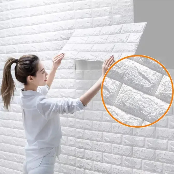 Pared adhesiva Blanca tipo Ladrillo   70 x 77cm