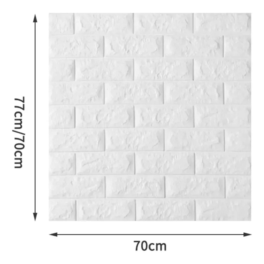 Pared adhesiva Blanca tipo Ladrillo 70 x 77cm propack 12 Unidades