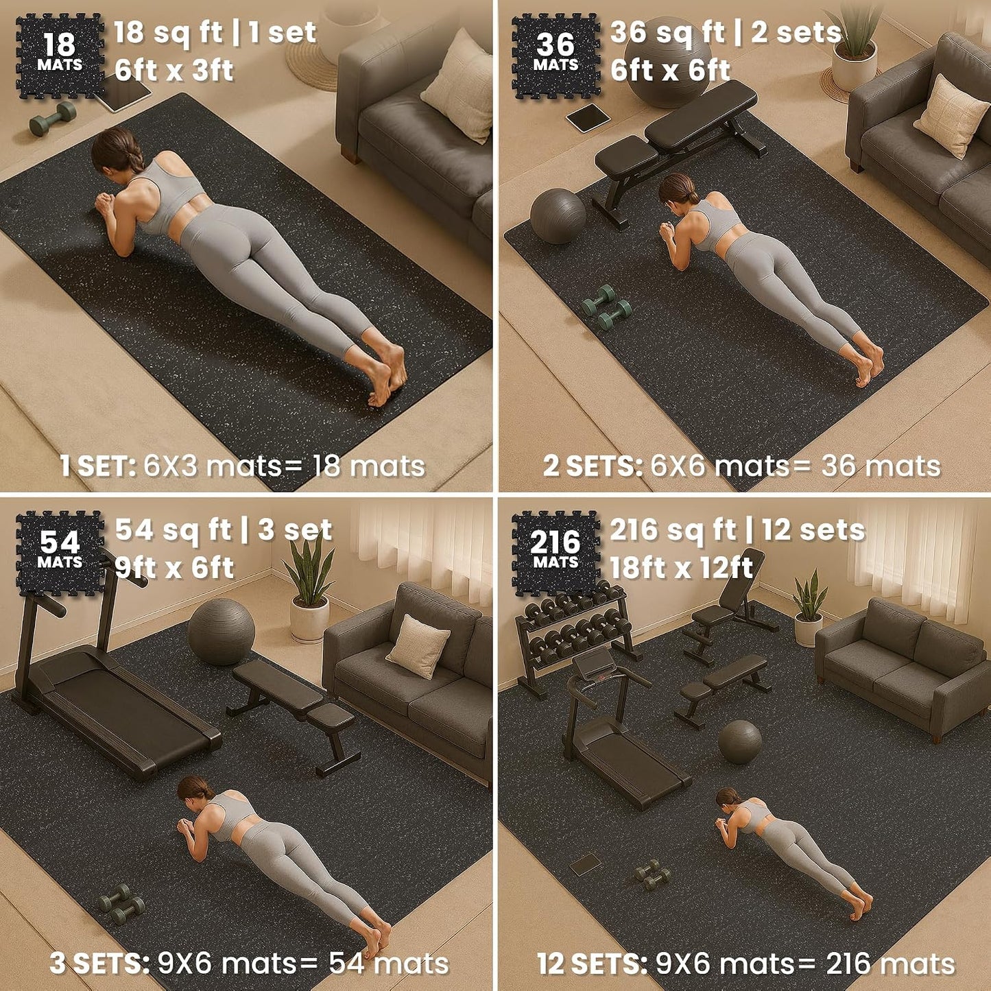 18 paneles de piso para entrenamiento