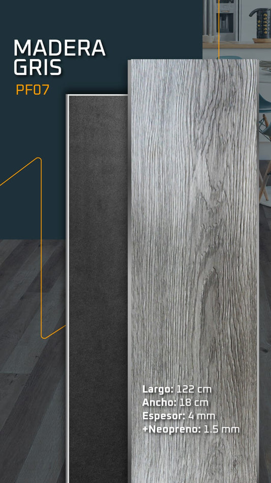 Piso SPC Madera Gris 5,5 mm de 122 x 18 cm