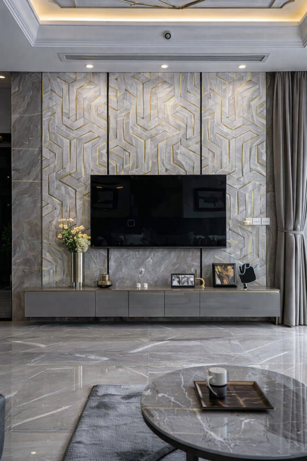 Pvc Marmolizado Blanco geométrico