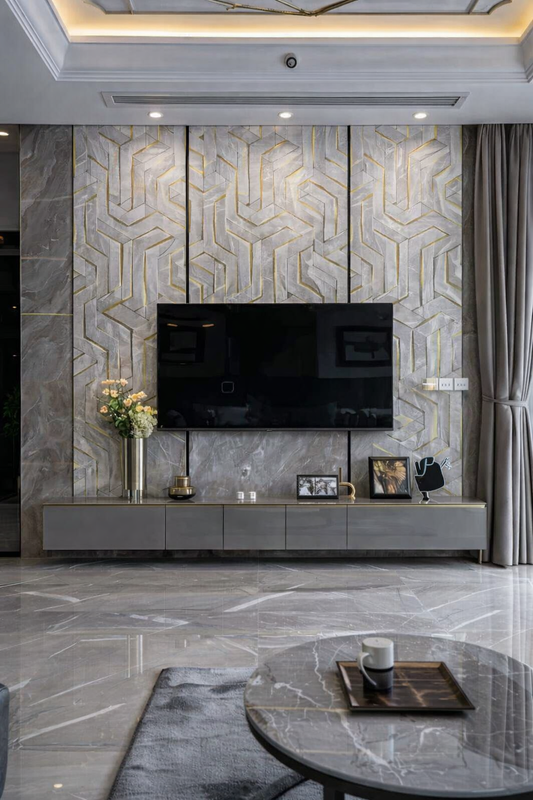 Pvc Marmolizado Blanco geométrico