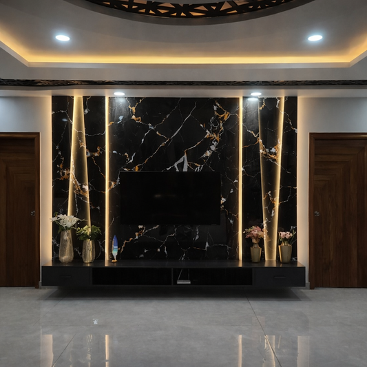 Pvc marmolizado negro v822